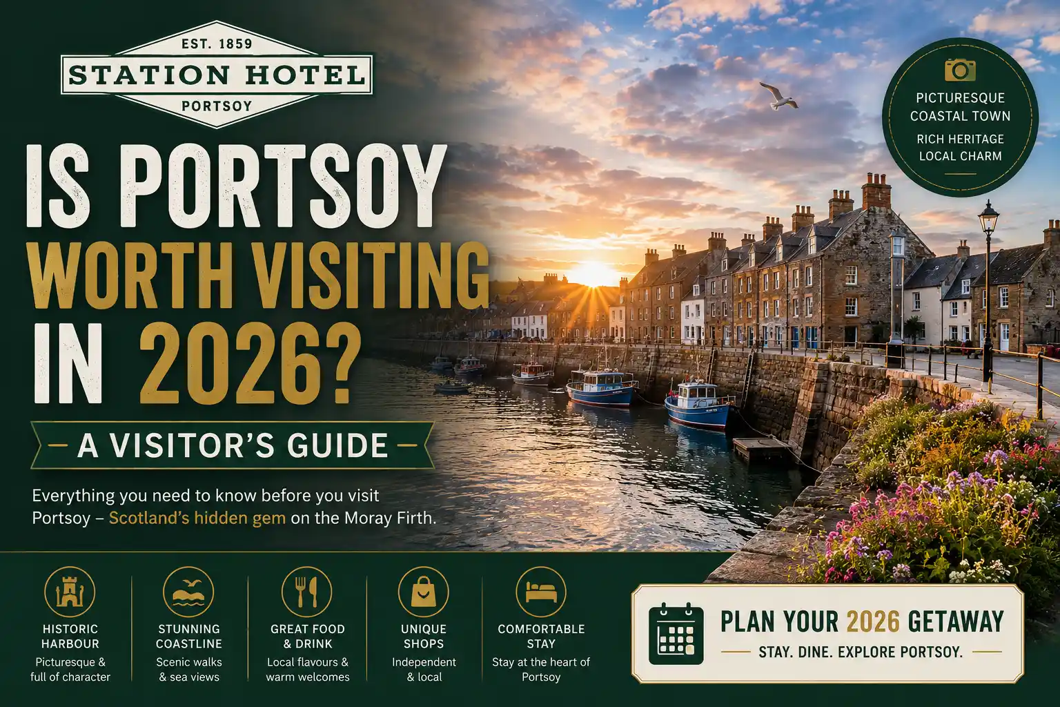 Is Portsoy worth visiting in 2026? View of Portsoy Harbour and Aberdeenshire coastline