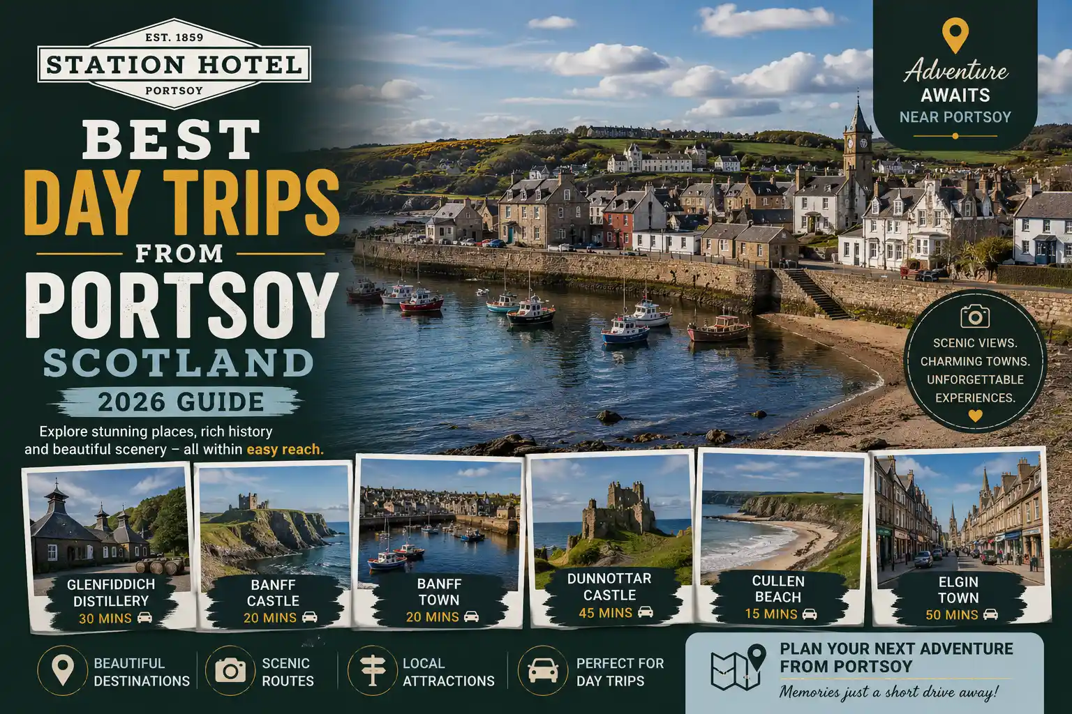 Best day trips from Portsoy Scotland including Cullen, Banff and the Moray Coast