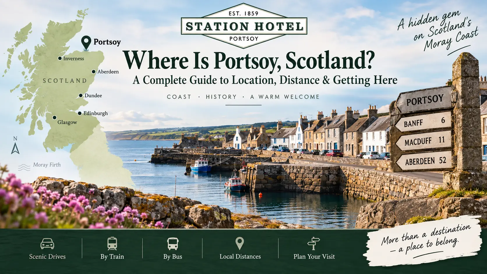 Where is Portsoy Scotland location map and Station Hotel Portsoy